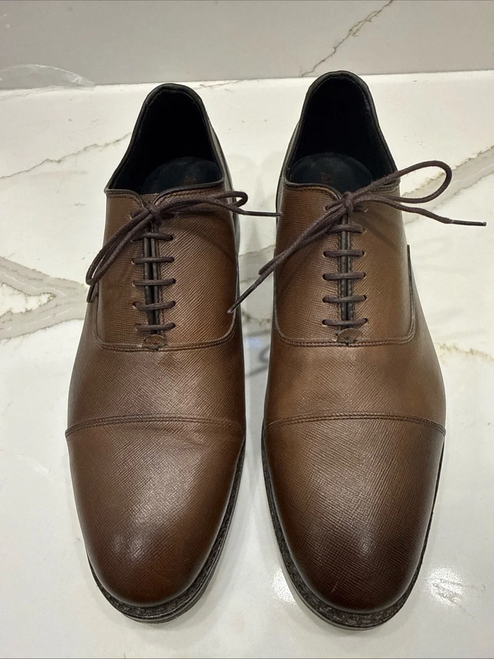 Allen Edmonds Park Avenue Brown Soffiano Cap-Toe Oxford Dress Shoes Sz 9 D